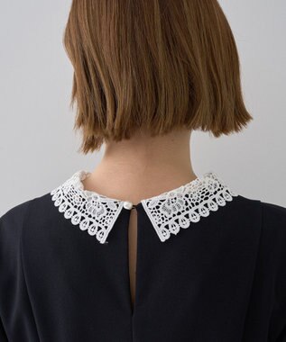 YECCA VECCA 2wayレース襟ブラウス Navy