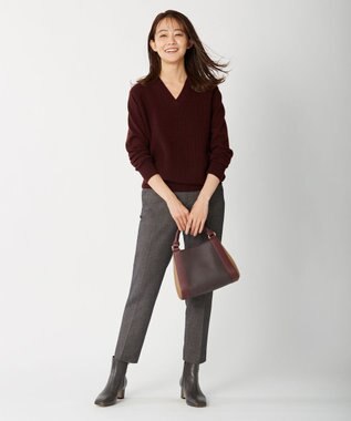 J.PRESS LADIES 【洗える】チェルビック テーパード パンツ ダークブラウン系