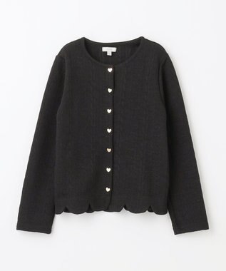 ANY KIDS ふくれ ジャガード カーディガン ブラック