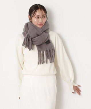 MOONBAT 【WEB限定】FURLA ウール混シャギー無地マフラー/幅40cm ダークグレー