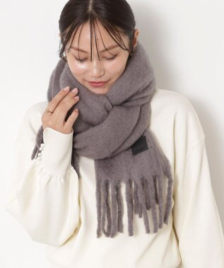 MOONBAT 【WEB限定】FURLA ウール混シャギー無地マフラー/幅40cm ダークグレー