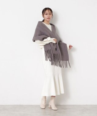 MOONBAT 【WEB限定】FURLA ウール混シャギー無地マフラー/幅40cm ダークグレー