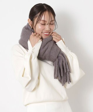 MOONBAT 【WEB限定】FURLA ウール混シャギー無地マフラー/幅40cm ダークグレー