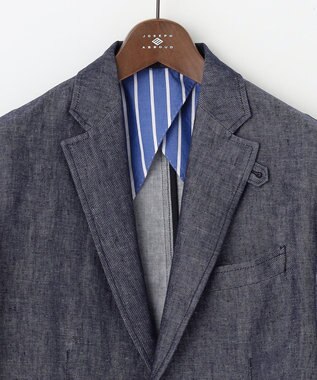 JOSEPH ABBOUD 【JAPANファブリック/セットアップ/清涼】LINEN DENIM ジャケット ネイビー系