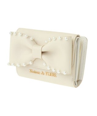 Maison de FLEUR リボンパールウォレット Ivory