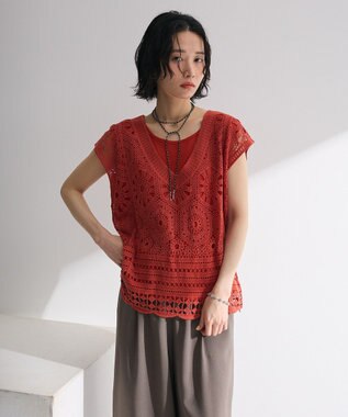 Green Parks ＳＥＴ２点クロシェプルオーバー＋タンクトップ Orange