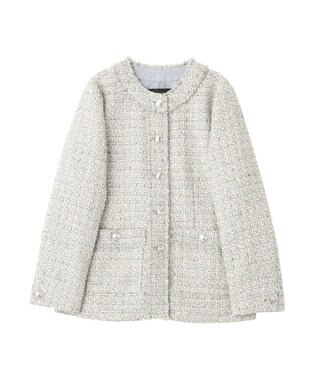 YECCA VECCA ノーカラーツイードジャケット Gray