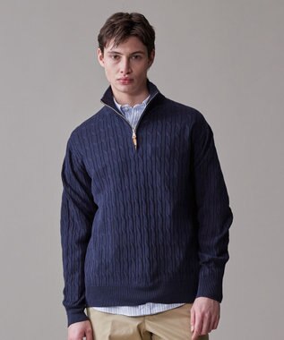 ギマコットン ケーブルハーフジップ ニット