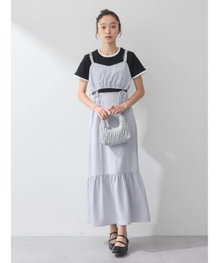 earth music&ecology マルチウェイビスチェリボンキャミワンピース Blue Gray