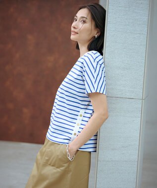 J.PRESS LADIES 【WEB限定カラーあり・洗える】ULTIM天竺ボーダー カットソー 【WEB限定カラー】オフ×ブルーボーダー系