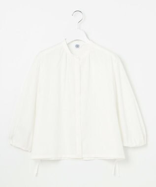 J.PRESS LADIES 【洗える・接触冷感・吸水速乾】麻SOLID バンドカラー シャツ ブラウス ホワイト系