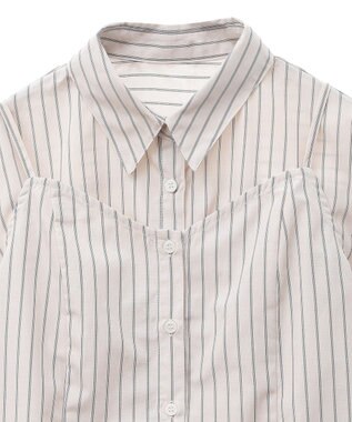 earth music&ecology Ｓｅｔ２点　ドロストショートシャツ＋キャミブラウス Beige