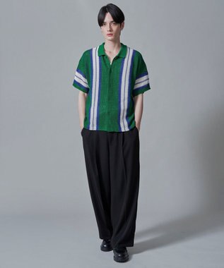 WEGO ラインニットシャツ（SS） グリーン