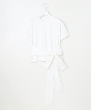 23区 L 【エステータ】スーピマシングルジャージー サッシュデザイン カットソー ホワイト系