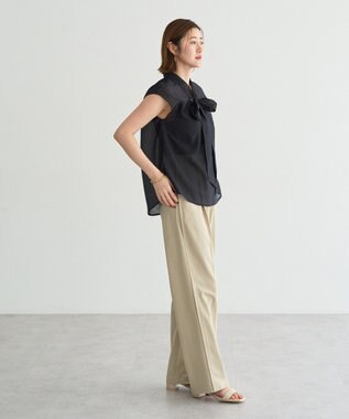 YECCA VECCA サイドラインパイピングストレートパンツ Gray Beige