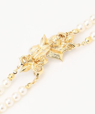 ANY 【ブローチ付】2連フェイクパール ネックレス ゴールド系
