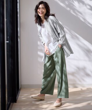 ANY L コットンリネンシャツ ストライプ