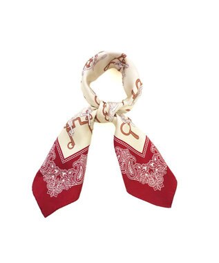 Marca ＜秋の新作＞【Marcaオリジナル】馬具＆ペイズリー 小判 シルクツイル スカーフ アカ