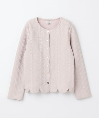 ANY KIDS ふくれ ジャガード カーディガン ミルクティー
