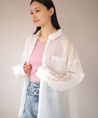 Green Parks 　・ＥＬＥＮＣＡＲＥ　ＤＵＥ　ラメシアー長袖シャツ Charcoal Gray