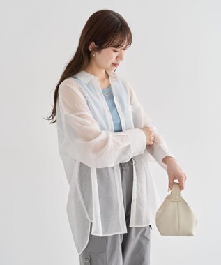 Green Parks 　・ＥＬＥＮＣＡＲＥ　ＤＵＥ　ラメシアー長袖シャツ Charcoal Gray