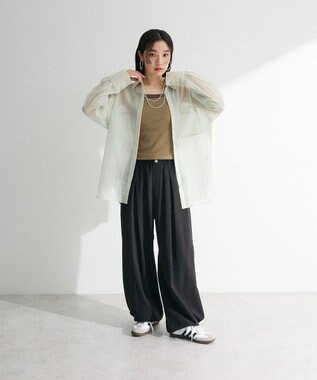 Green Parks 　・ＥＬＥＮＣＡＲＥ　ＤＵＥ　ラメシアー長袖シャツ Charcoal Gray