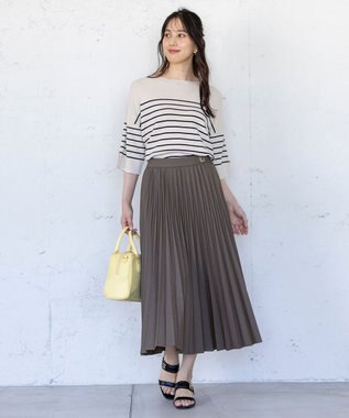 ANY SIS 【UVカット・アンチピリング・洗える】ウーステッドエステル  プリーツスカート モカグレー