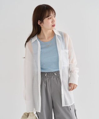 Green Parks 　・ＥＬＥＮＣＡＲＥ　ＤＵＥ　ラメシアー長袖シャツ Charcoal Gray