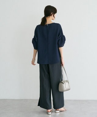 YECCA VECCA ハシゴレースタックスリーブブラウス Navy