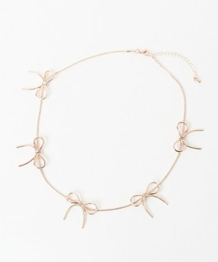 WEGO Lメタルリボンチェーンネックレス ピンク