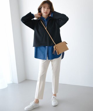 23区 L 【洗える】ウォームストレッチ テーパード パンツ アイボリー系