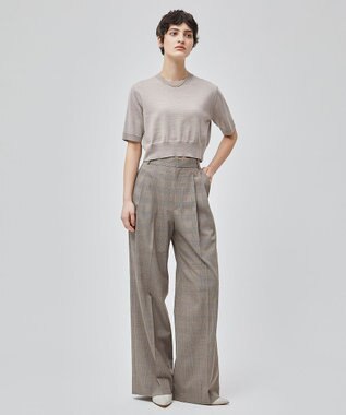 BEIGE， 【洗える】MER / グレンチェックパンツ Beige