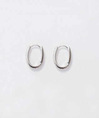 Phoebe 【金属アレルギー対応】ワンタッチライナーオーバルビジューフープピアス　シルバー シルバー