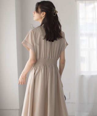 組曲 S 【洗える・ドライタッチ】シアーボイルフロントタック ワンピース ベージュ系