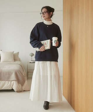 WEGO 【ユニセックス着用ITEM/裏起毛】リラックスフィットスウェットプルオーバー ネイビー