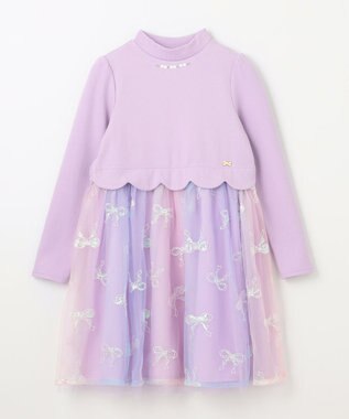 ANY KIDS ドッキングチュールワンピース ラベンダー×レインボー