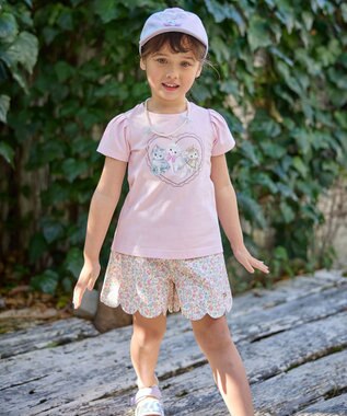 ANY KIDS 裾スカラップ ショートパンツ オフホワイト×花柄