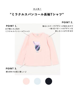 ANY KIDS ミラクルスパンコール長袖Tシャツ ピンク（ネコ×アイスクリーム）