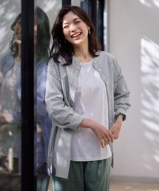 ANY コットンリネンシャツ ストライプ