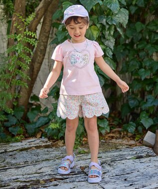 ANY KIDS 裾スカラップ ショートパンツ オフホワイト×花柄