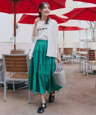 Tiaclasse 【洗える】シンプルロゴプリントTシャツ ブルー(筆記体ロゴ）