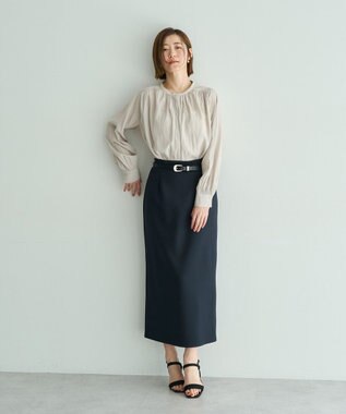 YECCA VECCA ダンボールニットナロースカート Navy