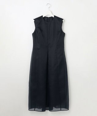 23区 S 【エステータ】シルクブレンド ライトタフタ シアーコンビ ワンピース ネイビー系