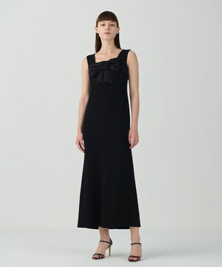 GRACE CONTINENTAL サテンリボンロングドレス ブラック