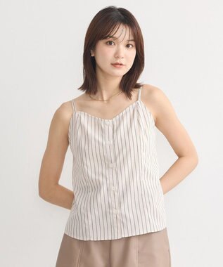 earth music&ecology Ｓｅｔ２点　ドロストショートシャツ＋キャミブラウス Beige