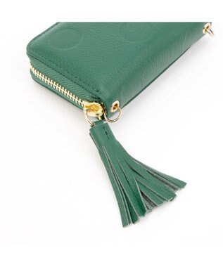 UNBILLION ペルケ perche / ドット型押し・ジャバラチャームウォレットショルダー グリーン