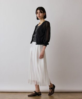 GRACE CONTINENTAL マットシアープリーツスカート ホワイト