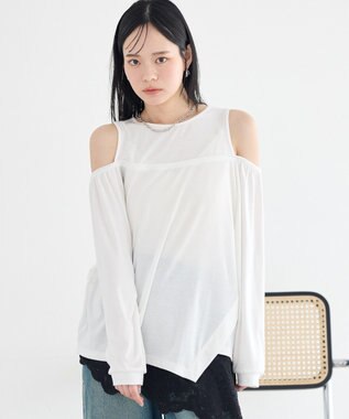 earth music&ecology マルチウェイショルダースリットトップス Off White