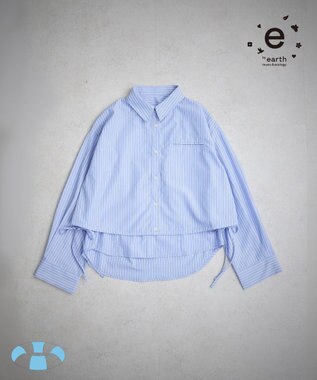 earth music&ecology Ｓｅｔ２点　ドロストショートシャツ＋キャミブラウス Light Blue