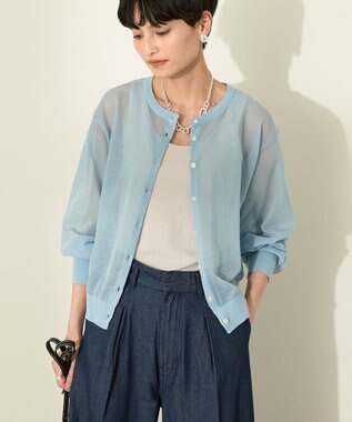 AMERICAN HOLIC シアークルーネックニットカーディガン Light Blue